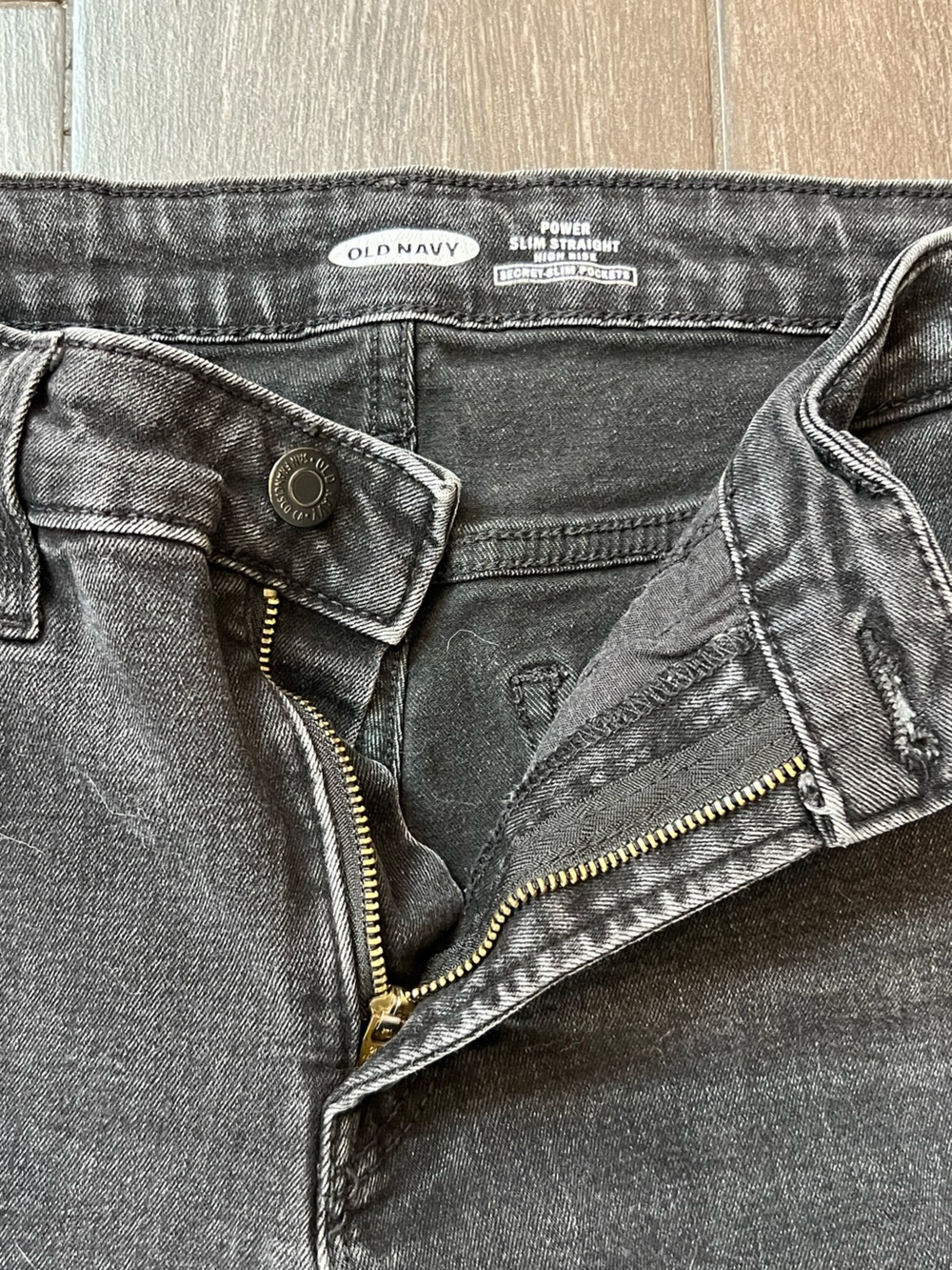Old Navy Black Slim Straight Jeans with Gold Hardware